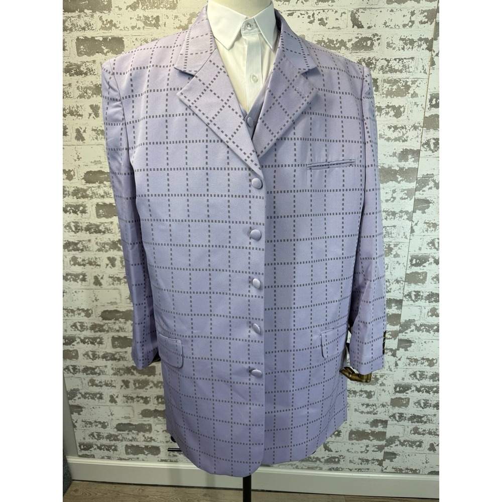 Gianni Vironi Superior‎ Men's 52Long W45 Suit Purple Jacket and Vest Pants New
